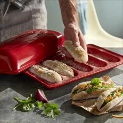 Emile Henry Mini Baguette-Set In Fusain -Le Creuset Shop EH 5519 Amb Moule 5MiniBaguettes Baker Open A